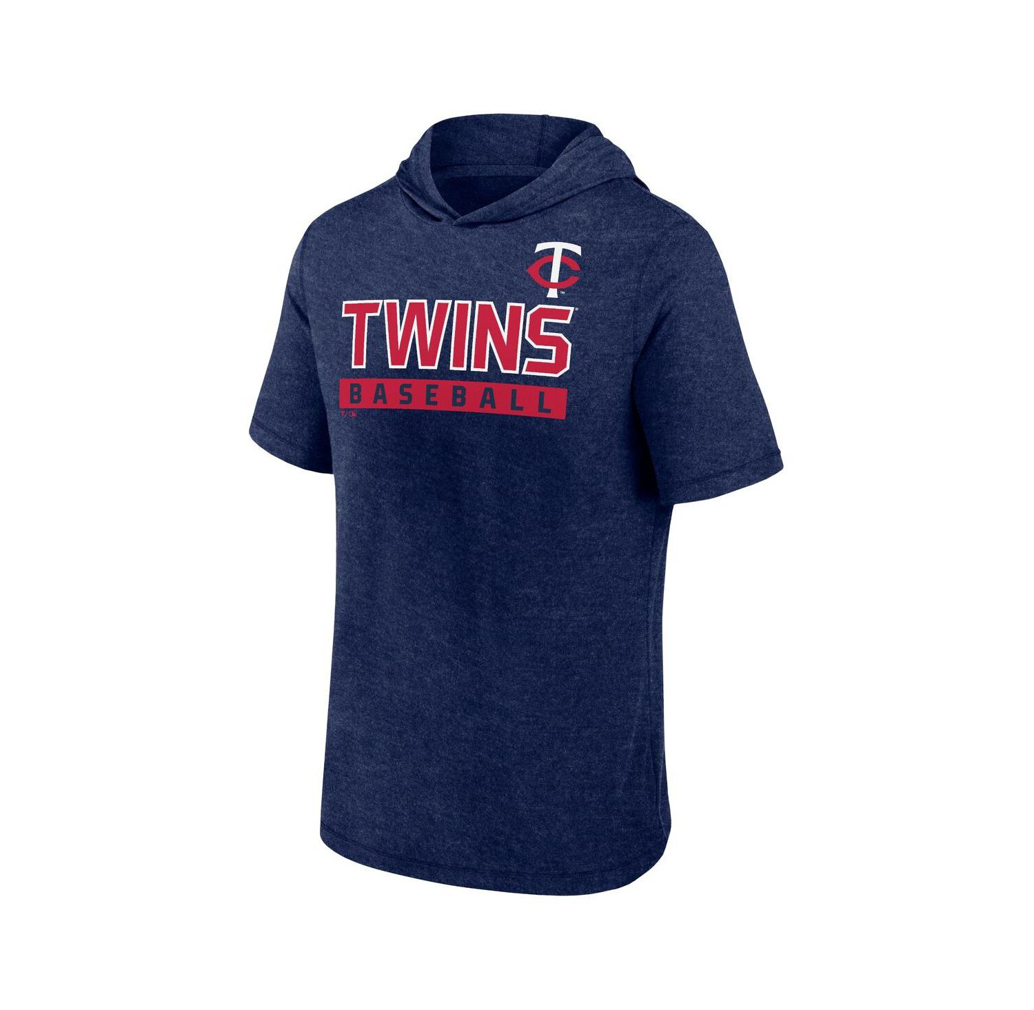 Men's Heather Navy Minnesota Twins Push Short Sleeve Pullover Hoodie