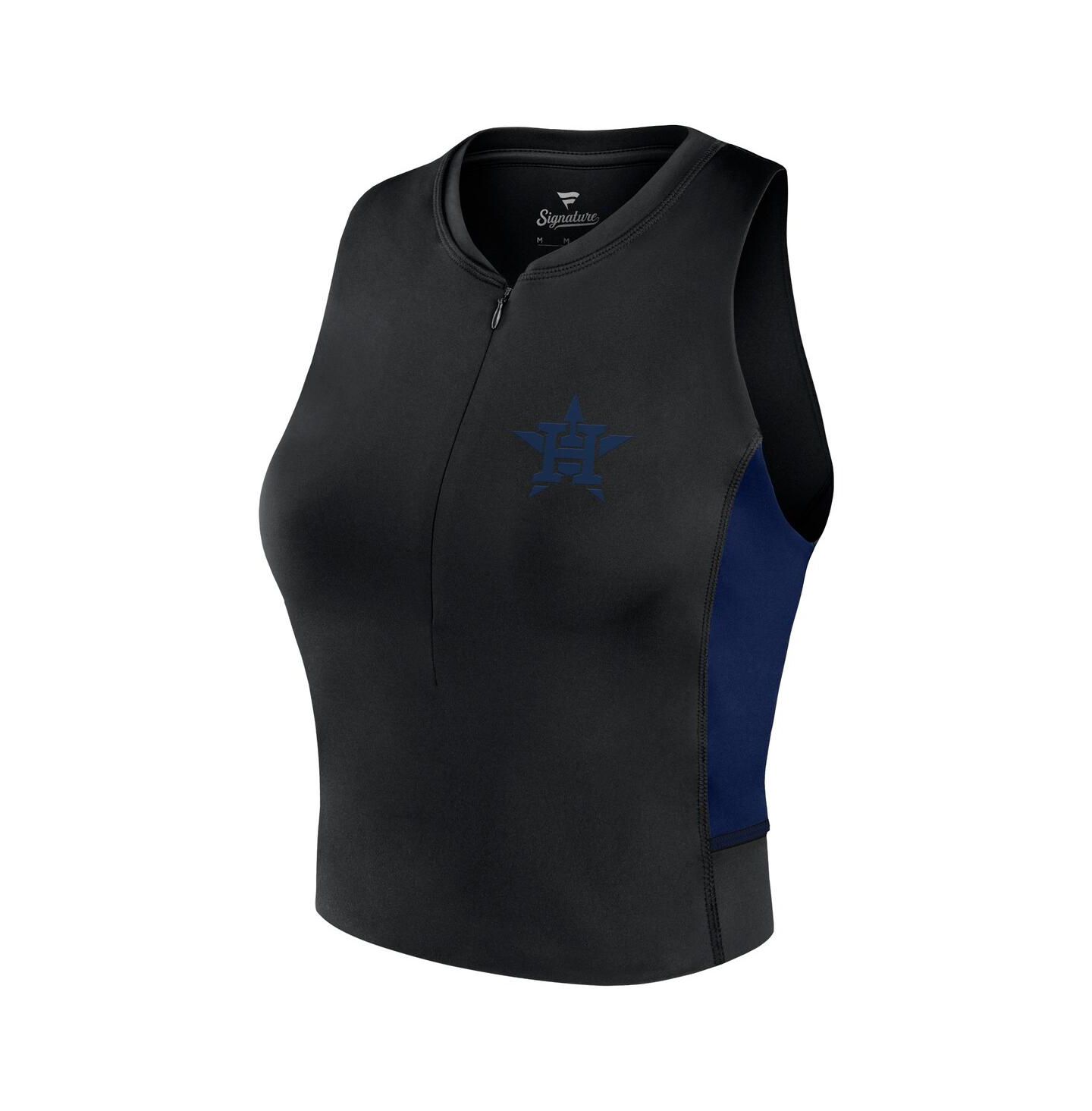 Женский топ Fanatics Black Houston Astros Studio Half-Zip Fitted Gym — фото 2