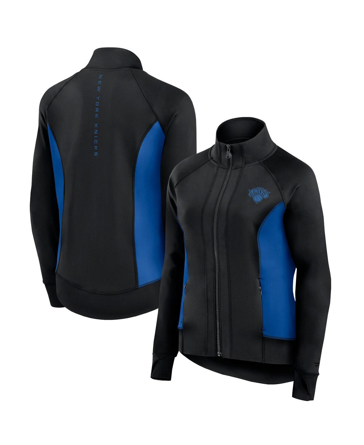 Women's Black New York Knicks Studio Fitted Full-Zip Gym Track Jacket - Black
