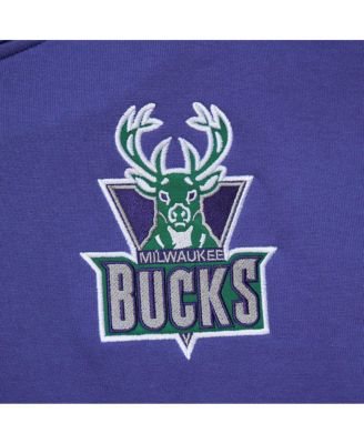 Men's Purple Milwaukee Bucks Team OG 2.0 Vintage Logo Fleece Pullover Hoodie