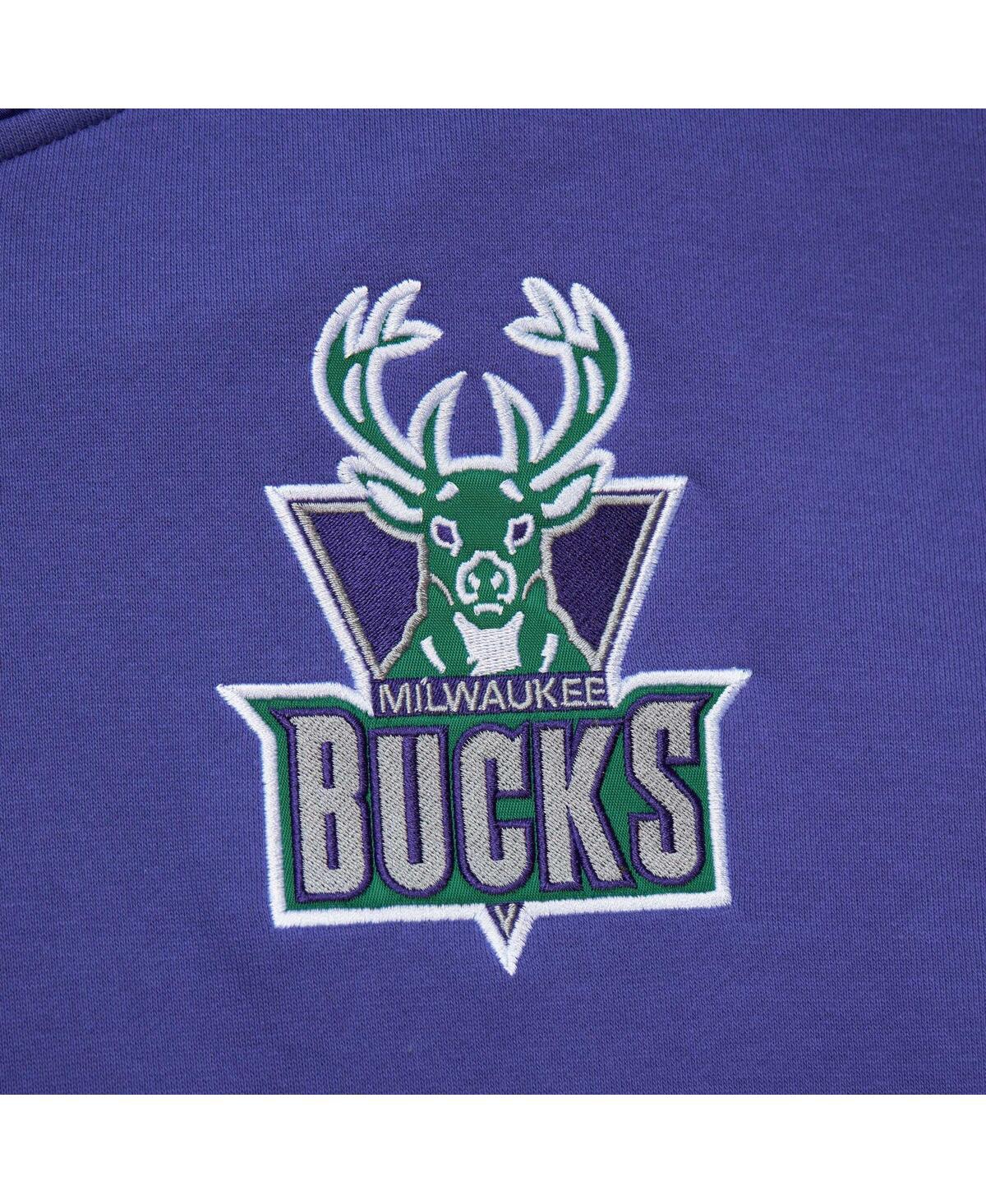 Mitchell & Ness Men's Purple Milwaukee Bucks Team Og 2.0 Vintage Logo Fleece Pullover Hoodie In Purple