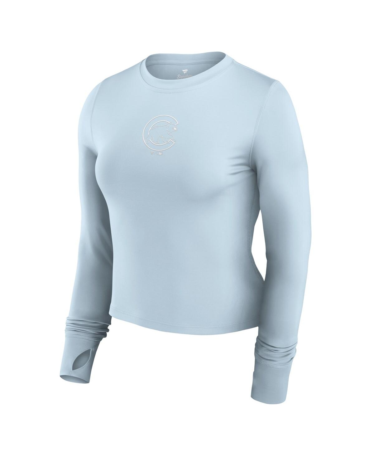 Fanatics Women'sChicago Cubs Studio Fitted Long Sleeve Gym Top - Light Blue