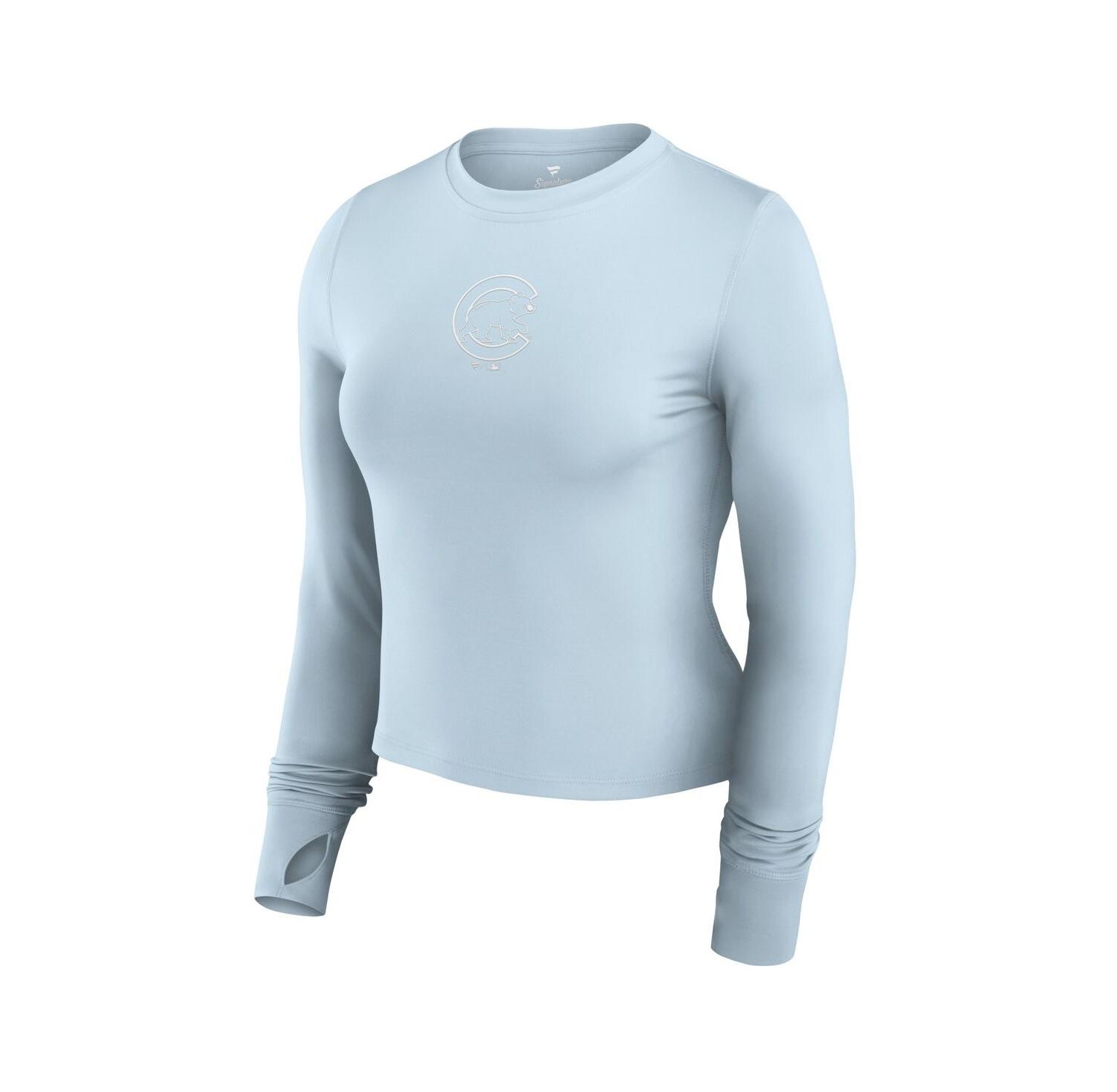 Women's Light Blue Chicago Cubs Studio Fitted Long Sleeve Gym Top