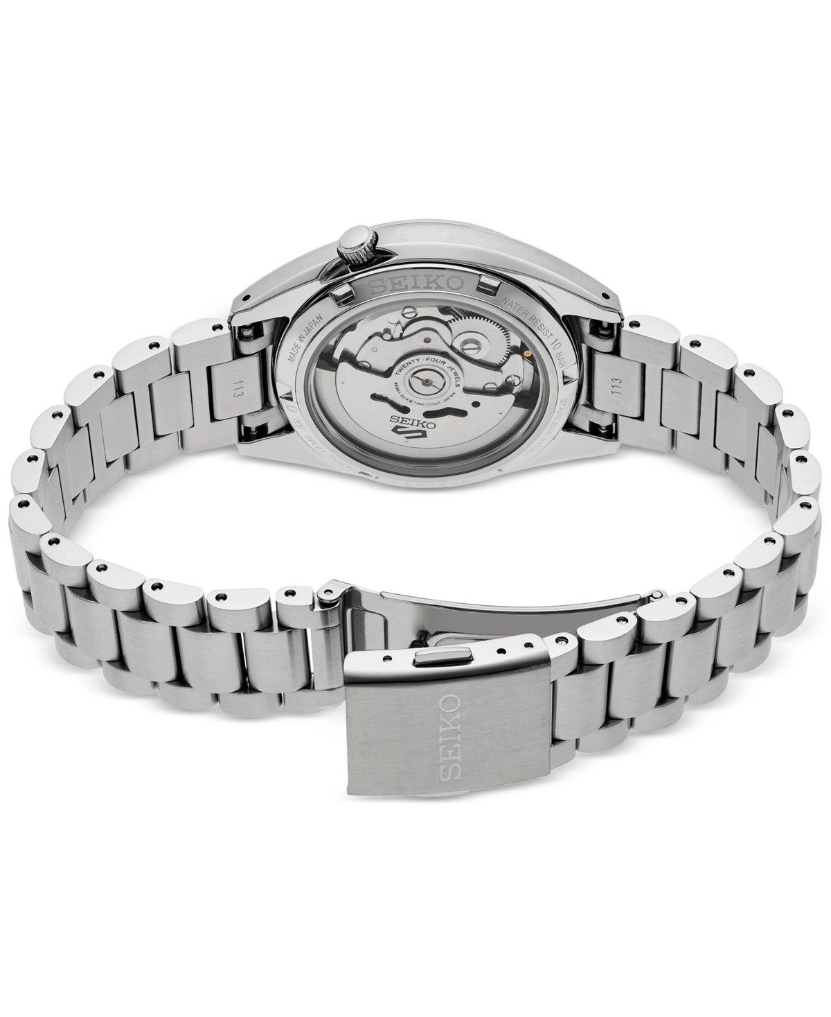 SEIKO MEN'S AUTOMATIC 5 SPORTS MIDSIZE STAINLESS STEEL BRACELET WATCH 37MM 