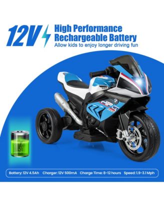 12V Kids Ride on Motorcycle Licensed BMW 3 Wheels Electric Toy w/ Light & Music Red