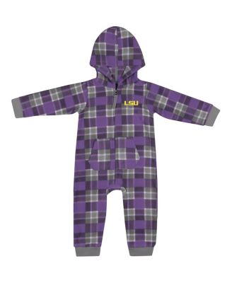 Infant Purple LSU Tigers Full-Zip Plaid Hoodie Long Sleeve Jumper