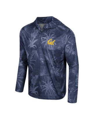 Men's Navy Cal Bears Palms Printed Lightweight Quarter-Zip Hooded Top