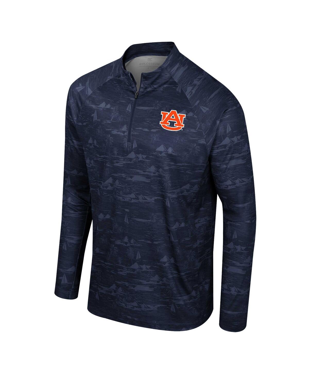 Colosseum Men's Navy Auburn Tigers Carson Raglan Quarter-zip Jacket In Navy