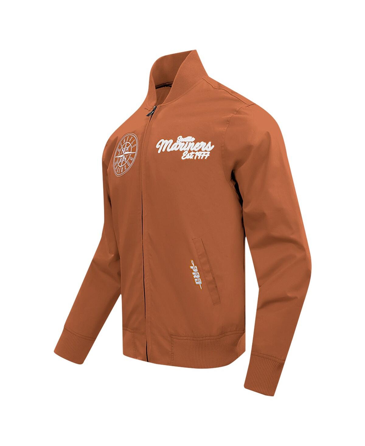 Pro Standard Men's Brown Seattle Mariners Paint The City Twill Full-zip Jacket In Brown