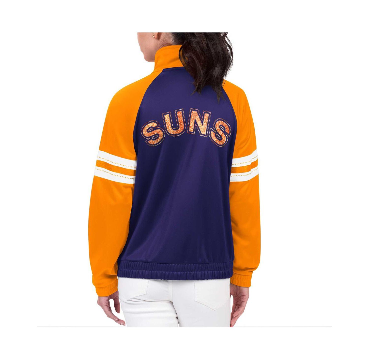Women's Purple Phoenix Suns Main Player Raglan Rhinestone Full-Zip Track Jacket