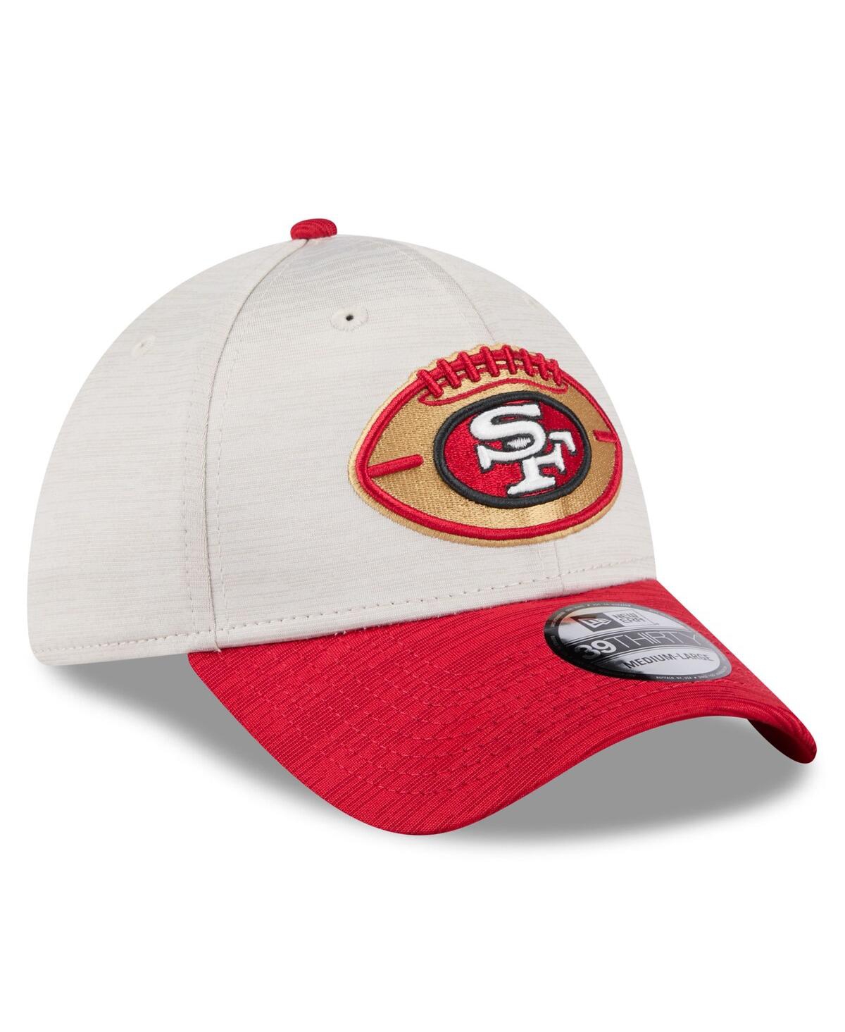 New Era Men'sScarlet San Francisco 49ers 2024 Sideline Historic 39THIRTY Flex Hat - Stone, Scarlet