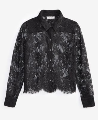 Women's Lace Button-Front Long-Sleeve Shirt, Created for Macy's