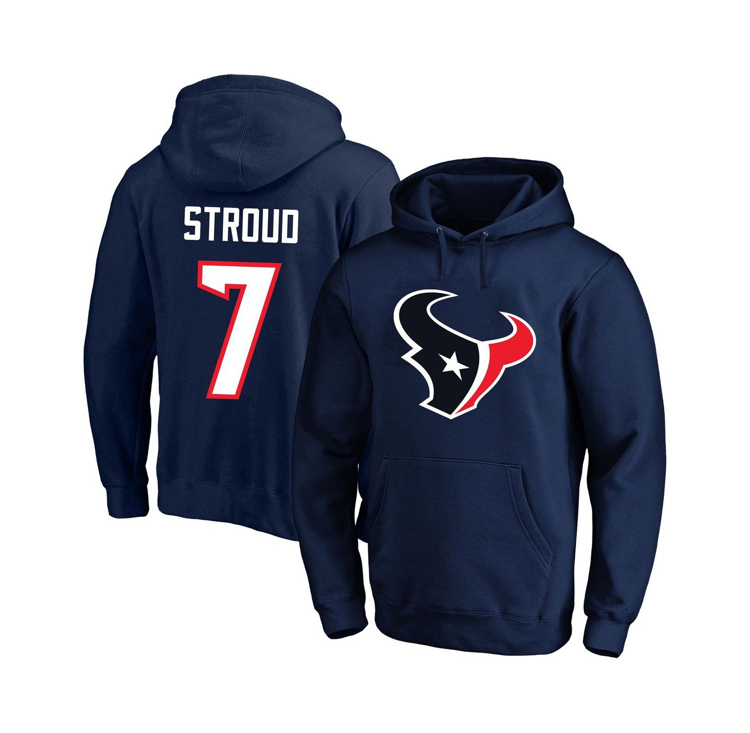 Men's C.J. Stroud Navy Houston Texans Big & Tall Name & Number Fleece Pullover Hoodie