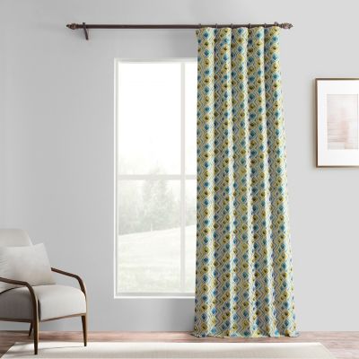 Geometric Faux Silk Jacquard Room Darkening Curtain