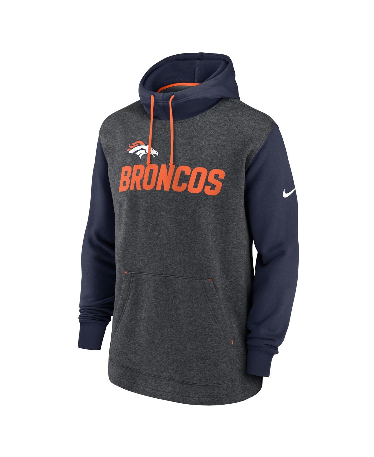 Nike Men'sNavy Denver Broncos Surrey Legacy Pullover Hoodie - Heather Charcoal