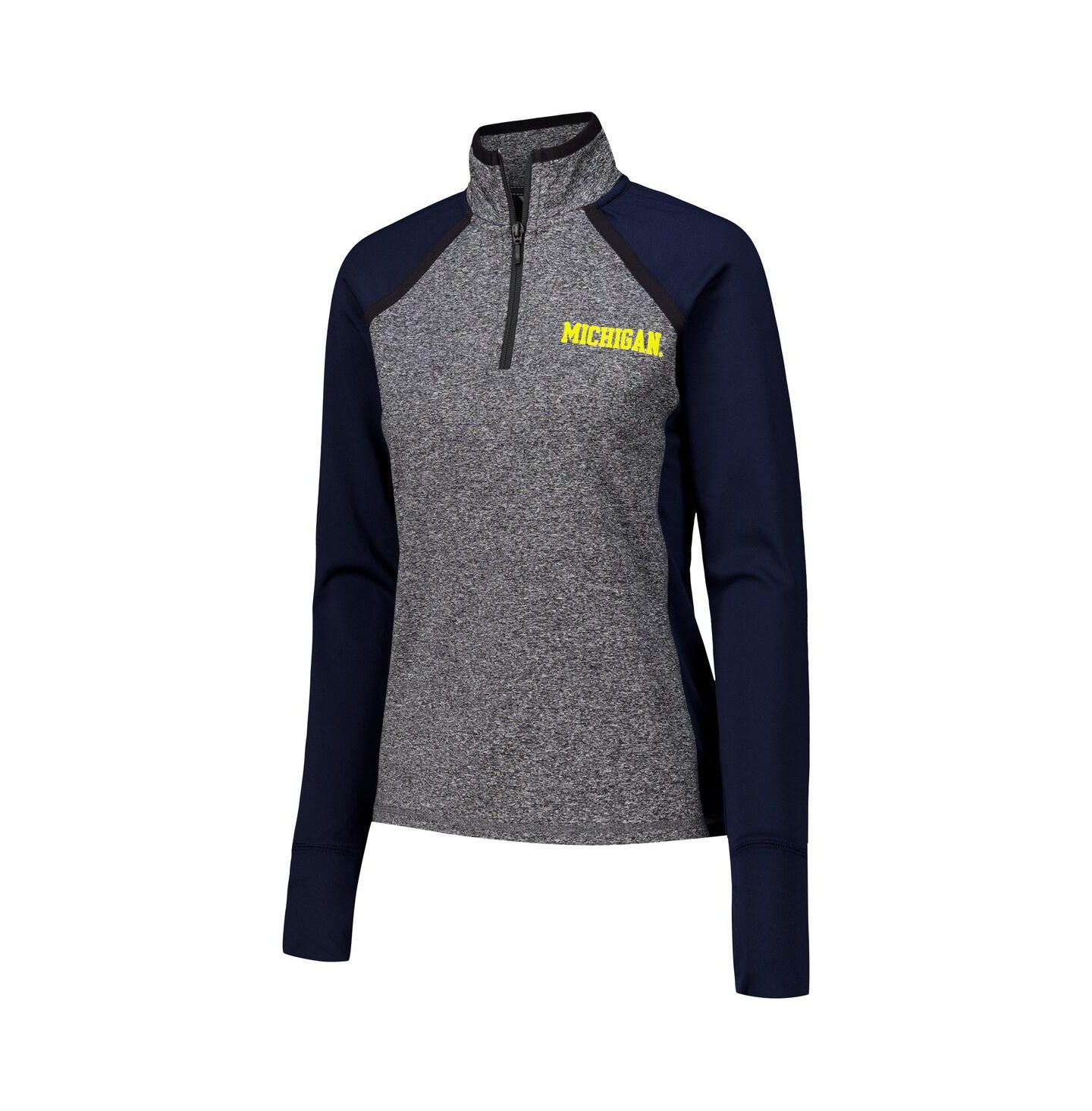 Женская куртка Camp David Navy/Heather Gray Michigan Wolverines Finalist Raglan Quarter-Zip — фото 2