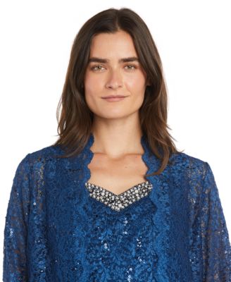 Plus Size Embellished Jacket, Sleeveless Top and Pants Set