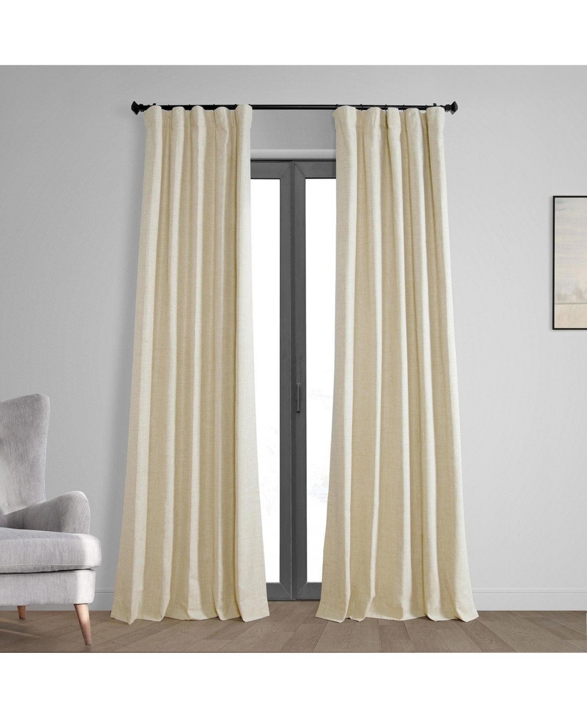 Half Price Drapes Natural Light Beige Thermal Cross Linen Weave Blackout Curtain In Beige,tan