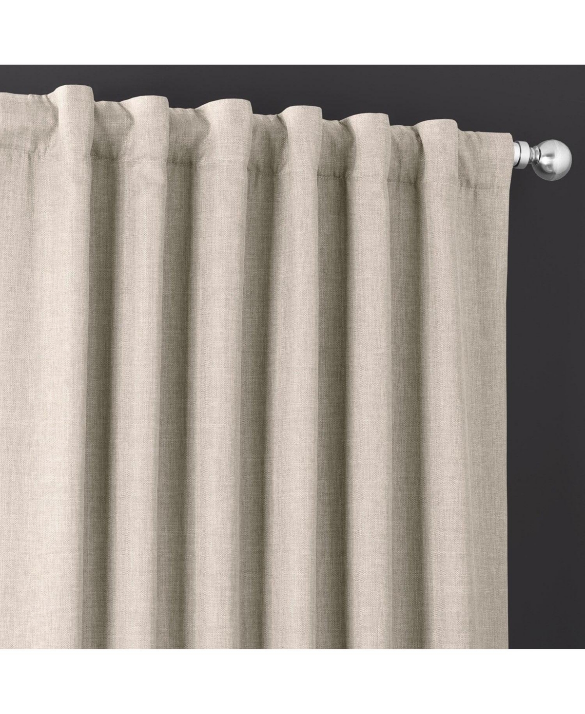 Half Price Drapes Fossil Grey Italian Faux Linen Room Darkening Curtain In Beige,tan