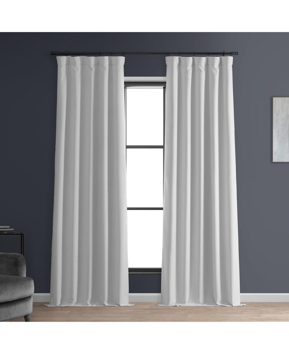 Half Price Drapes Mission White Faux Linen Hotel Blackout Curtain In White