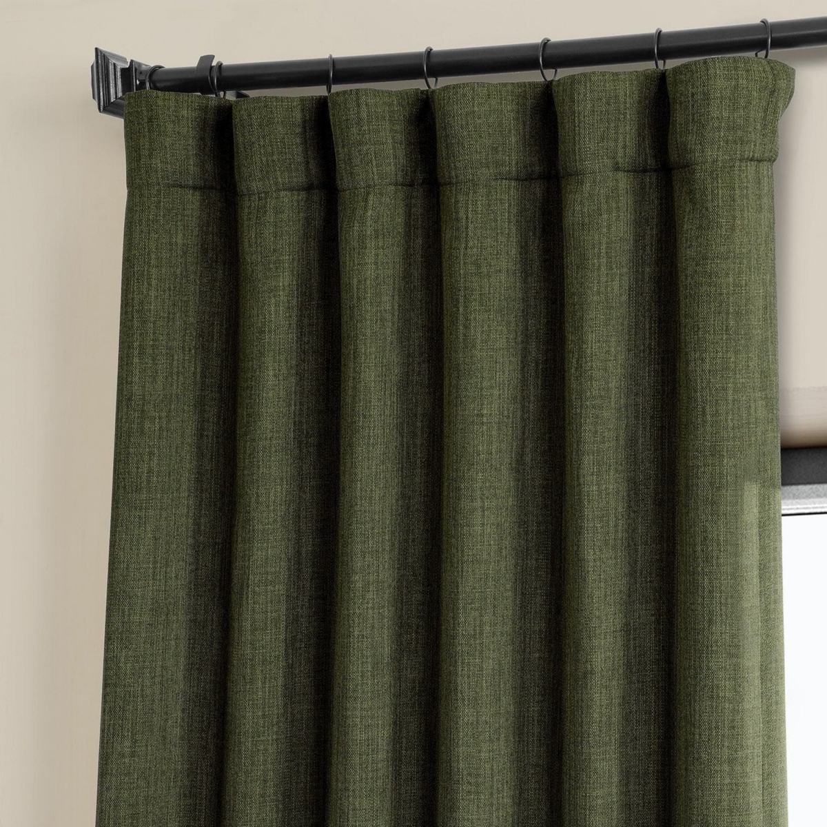Half Price Drapes Textured Faux Linen Room Darkening Curtain In Green