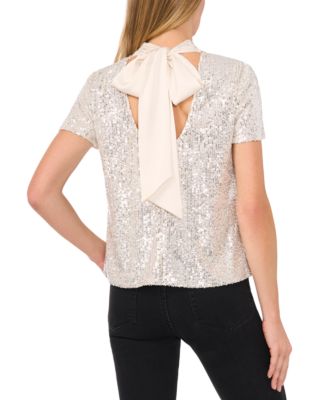 Women's Sequined Bow-Back Top