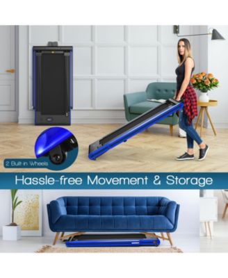 2-in-1 Folding Treadmill with Dual LED Display-Navy