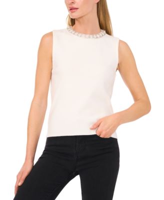 CeCe - Women's Embellished Sleeveless Sweater