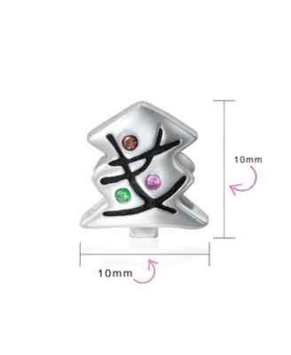 Decorated Christmas Tree Festive Holiday Charm Bead For Oxidized Sterling Silver Fits European Bracelet