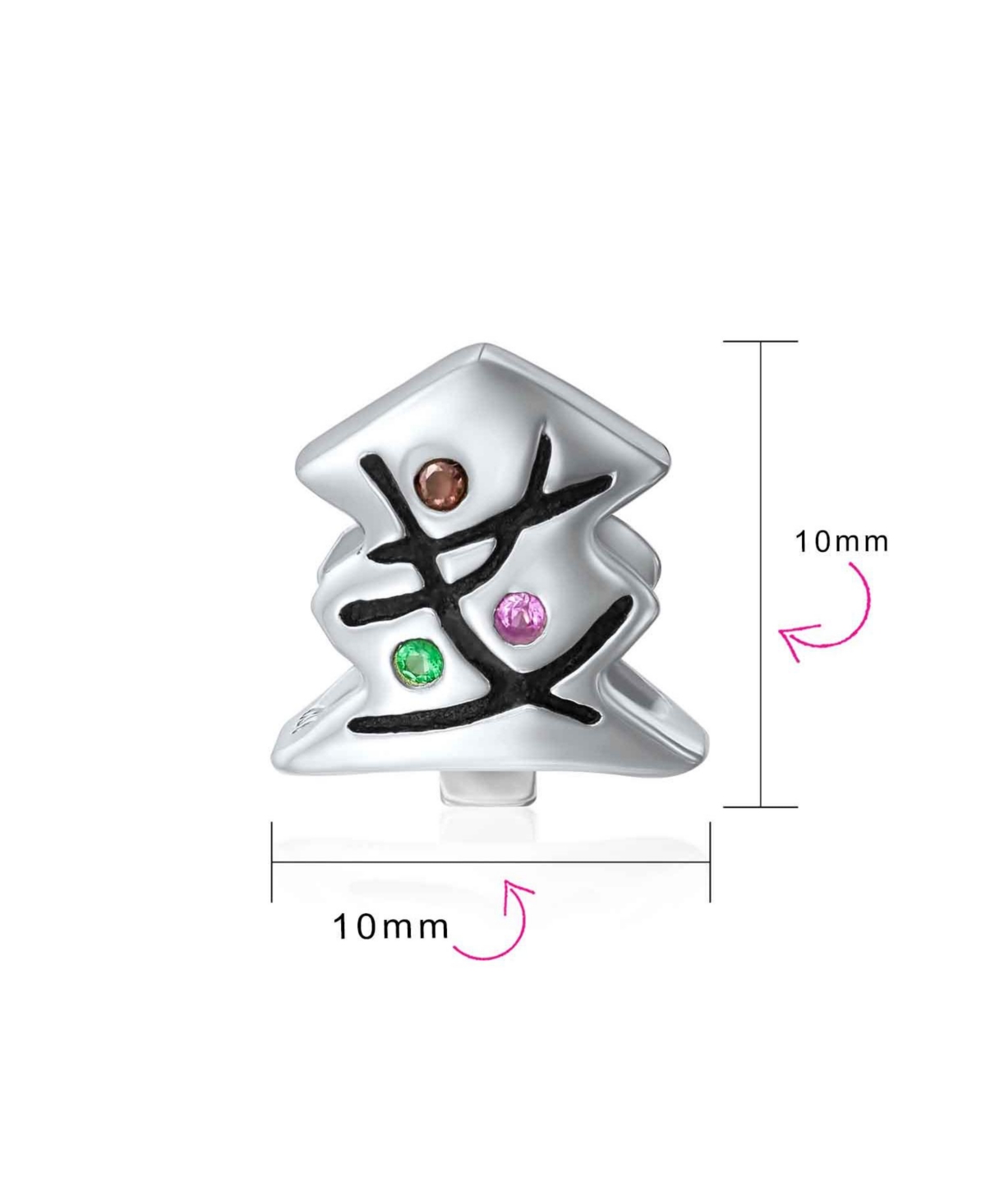 Bling Jewelry Decorated Christmas Tree Festive Holiday Charm Bead For Women For Oxidized Sterling Silver Fits European Bracelet - Multi-color