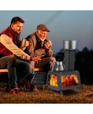Portable Wood Camping Burning Stove Heater with 2 Cooking Positions