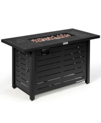 42 Inch 60 000 BTU Rectangular Propane Fire Pit Table with Waterproof Cover