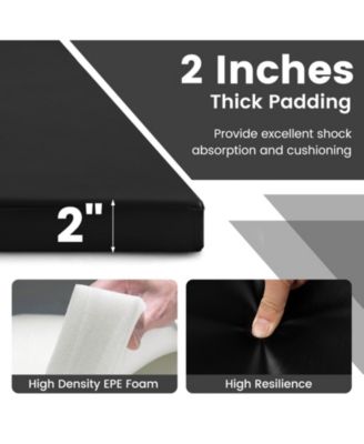 4-Panel PU Leather Folding Exercise Mat with Carrying Handles-Black