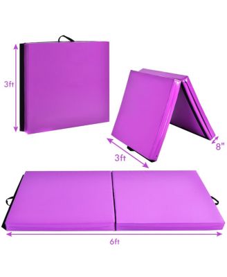 6 x 2 Feet Folding Gymnastic Mat with Carrying Handles for Yoga-Purple