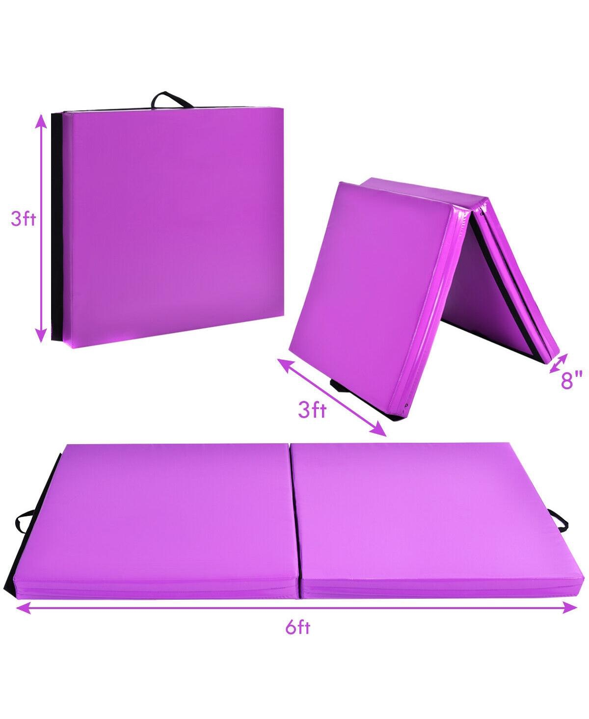 Skonyon 6 x 2 Feet Folding Gymnastic Mat with Carrying Handles for Yoga-Purple