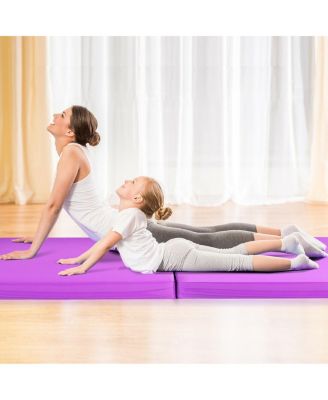 6 x 2 Feet Folding Gymnastic Mat with Carrying Handles for Yoga-Purple