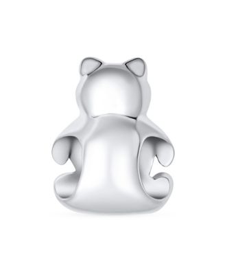 Stuff Animal Teddy Bear Charm Bead Daughter Sterling Silver MOP Heart Accent Fits European Bracelet