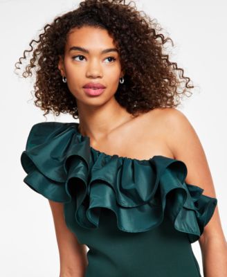 Eliza J Women's Asymmetrical Ruffled-Neck Evening Gown