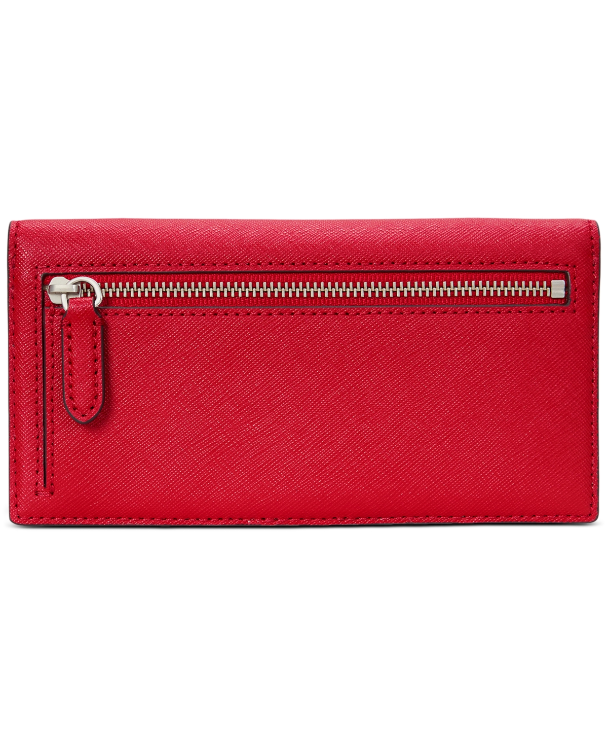 Ralph Lauren Crosshatch Leather Slim Snapped-closure Wallet In Red