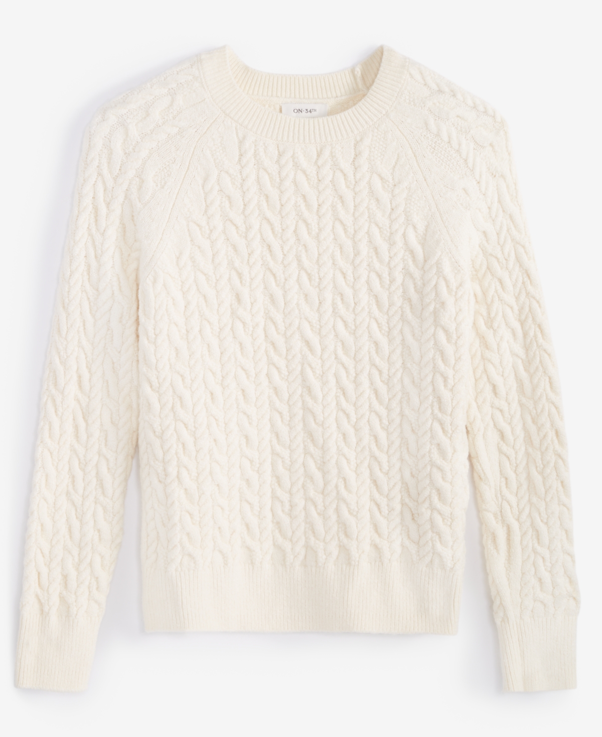 Shop On 34th Women's Cozy Cable-knit Crewneck Sweater, Created For Macy's In Alabaster
