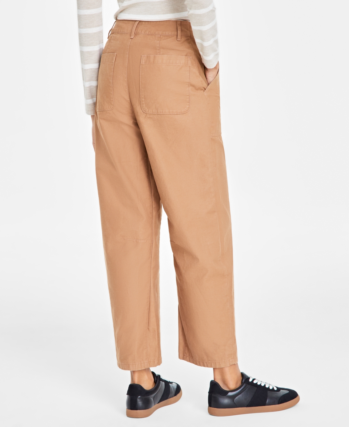 On 34th Women's Utility-pocket Barrel-leg Chinos, Created For Macy's In Salty Nut