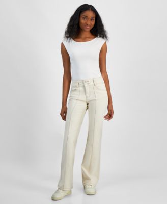 Indigo Rein - Juniors' Mid-Rise Seam-Front Bootcut Jeans