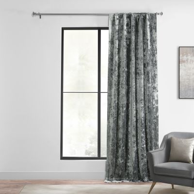 Stone Grey Lush Crush Velvet Room Darkening Curtain