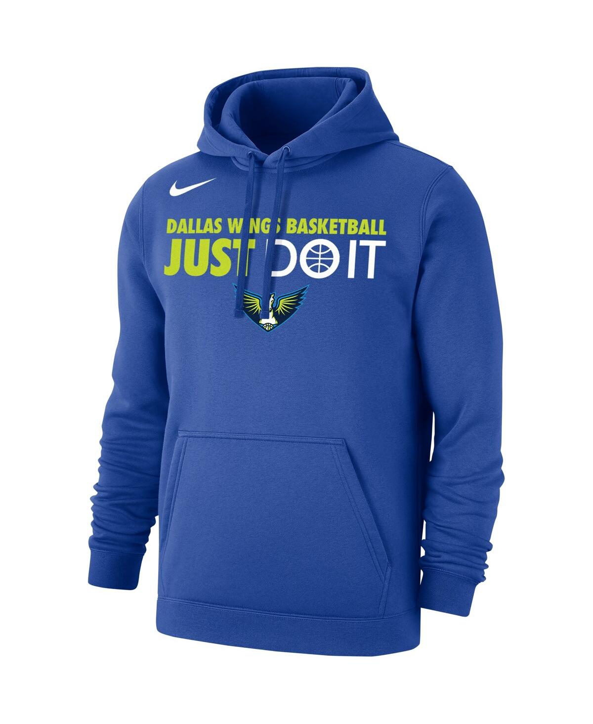 Nike Women's And Men's Blue Dallas Wings Just Do It Club Pullover Hoodie In Blue