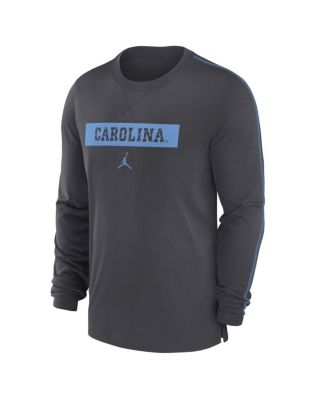 Men's Anthracite North Carolina Tar Heels 2024 Sideline Player Tri-Blend Performance Long Sleeve T-Shirt