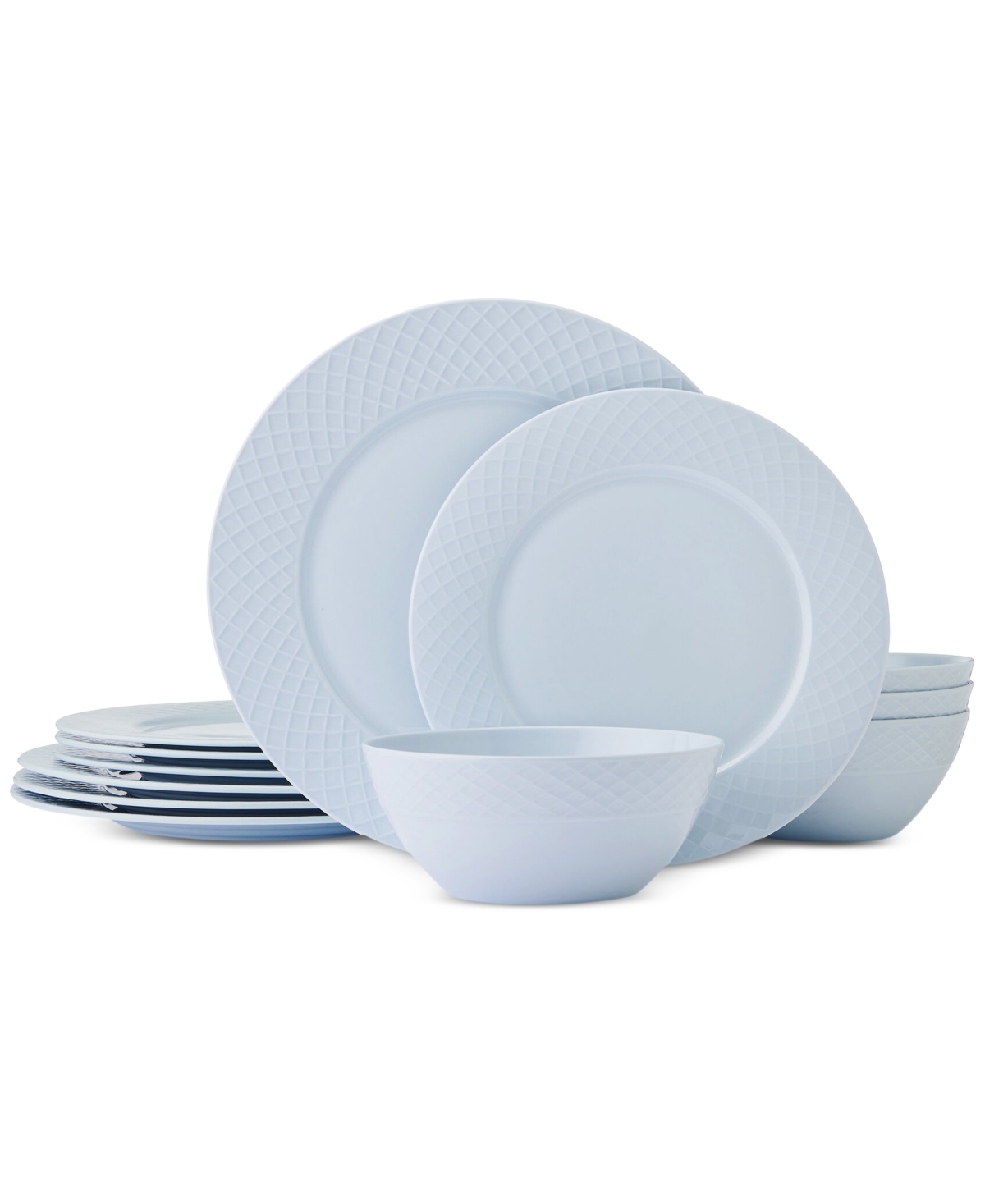 Mikasa Trellis Misty Blue 12 Pc. Dinnerware Set, Service For 4 In Misty Blue