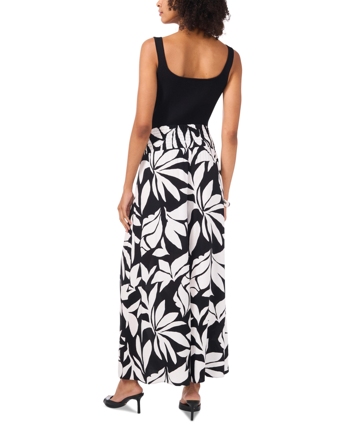 Vince Camuoto Women's Printed Smocked-Waist Wide-Leg Pants