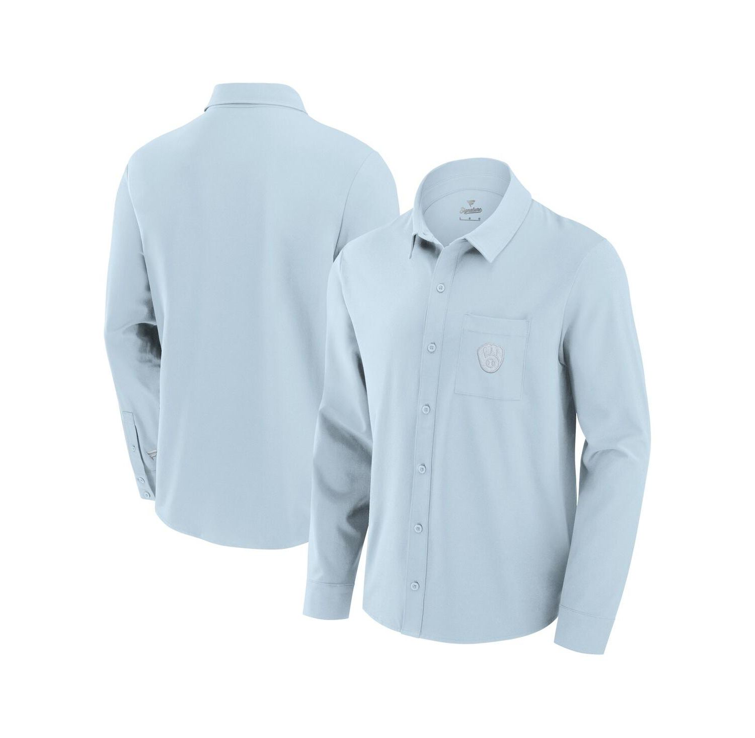 Men's Light Blue Milwaukee Brewers Front Office Long Sleeve Button-Up Shirt