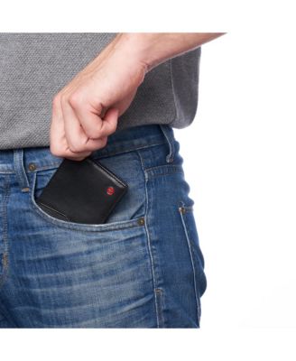 Mens Slimfold Wallet RFID Safe Bifold Genuine Leather ID Window