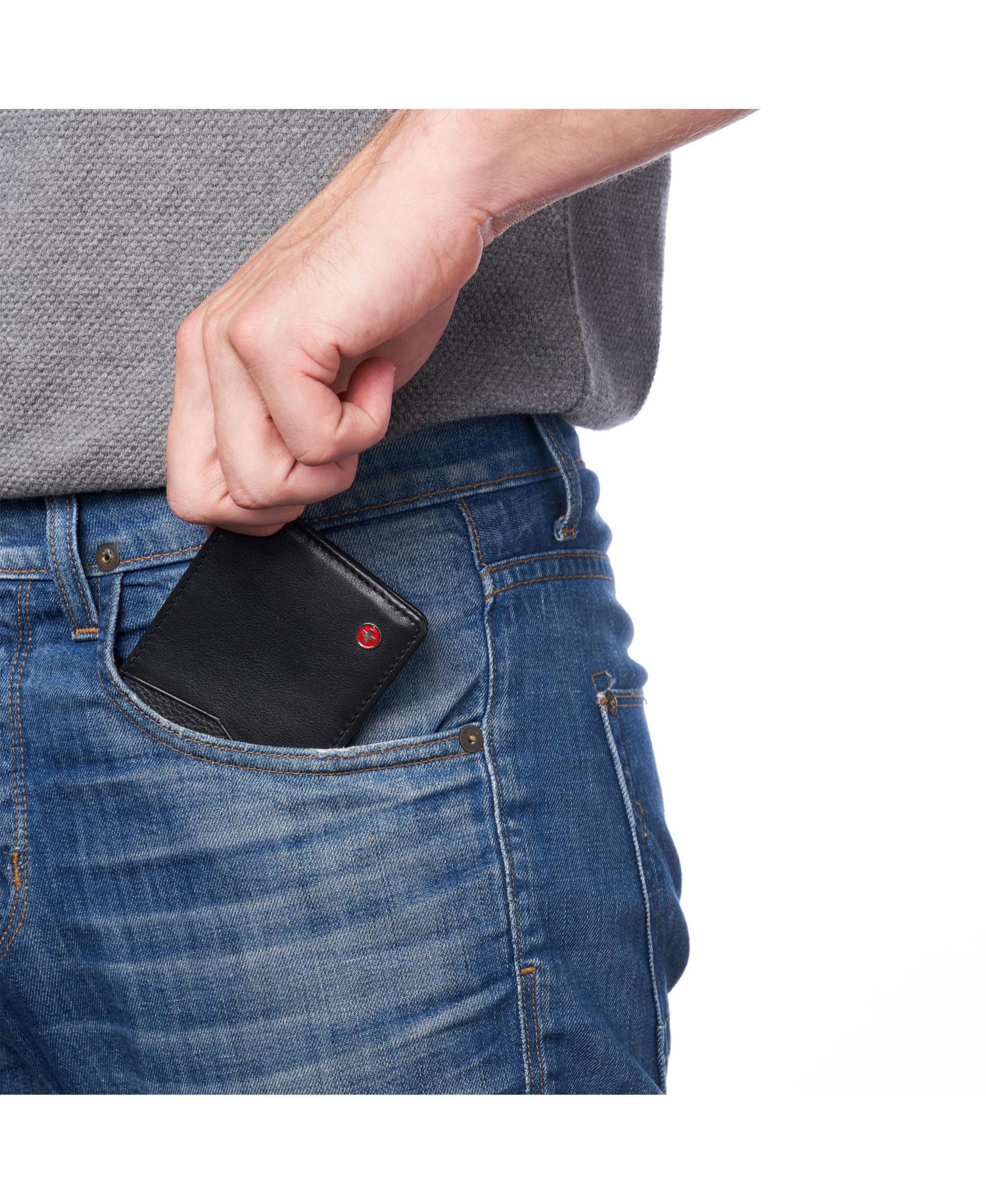 Mens Slimfold Wallet RFID Safe Bifold Genuine Leather ID Window